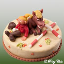 girl with horse cake