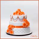 gâteau de mariage roses oranges
