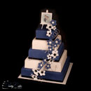 blue and white wedding cake
