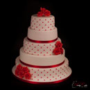 red and white wedding cake